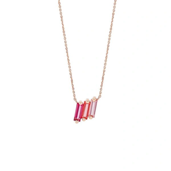 Suzanne Kalan Amalfi Midi Pendant in 14K Rose Gold, Red Ombre | Fine Necklaces | Coveti