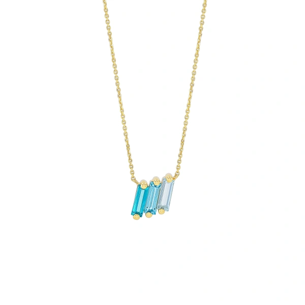 Suzanne Kalan Amalfi Midi Pendant in 14K Yellow Gold, Light Blue Ombre | Fine Necklaces | Coveti