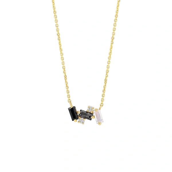 Suzanne Kalan Amalfi Mini Burst Black Ombre Pendant in 14K Yellow Gold | Fine Necklaces | Coveti