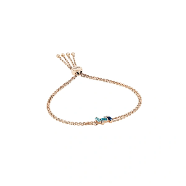 Amalfi Mini Burst Dark Blue Mix Pulley Bracelet in 14K Rose Gold