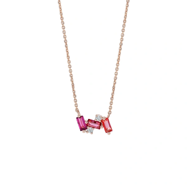 Amalfi Mini Burst Pendant in 14K Rose Gold, Red Ombre