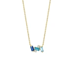 Suzanne Kalan Amalfi Mini Burst Pendant in 14K Yellow Gold, Blue Ombre | Fine Necklaces | Coveti