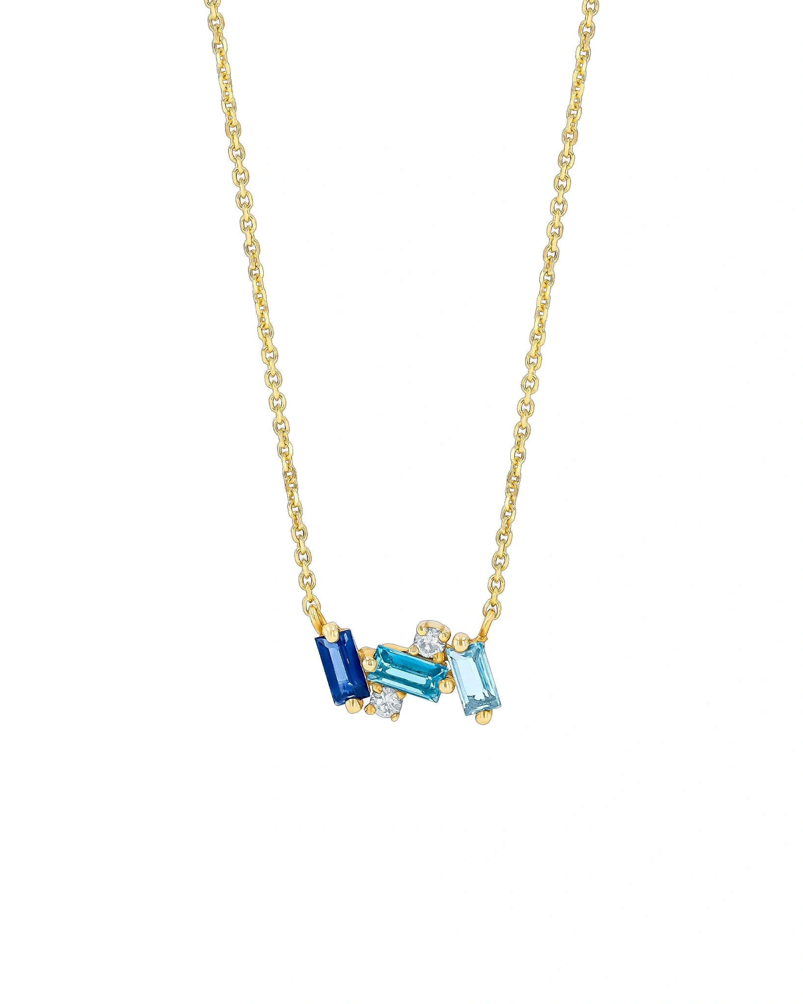 Suzanne Kalan Amalfi Mini Burst Pendant in 14K Yellow Gold, Blue Ombre Suzanne Kalan Amalfi Mini Burst Pendant in 14K Yellow Gold, Blue Ombre | Fine Necklaces | Coveti