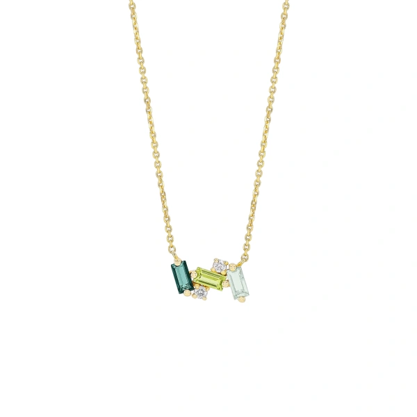 Amalfi Mini Burst Pendant in 14K Yellow Gold, Green Ombre