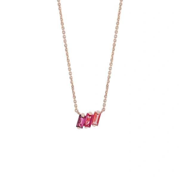 Suzanne Kalan Amalfi Mini Pendant in 14K Rose Gold, Red Ombre | Fine Necklaces | Coveti