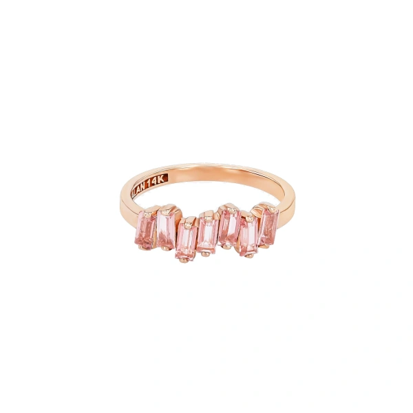 Suzanne Kalan Amalfi Morganite Topaz Half Band in 14K Rose Gold | Fine Rings | Coveti