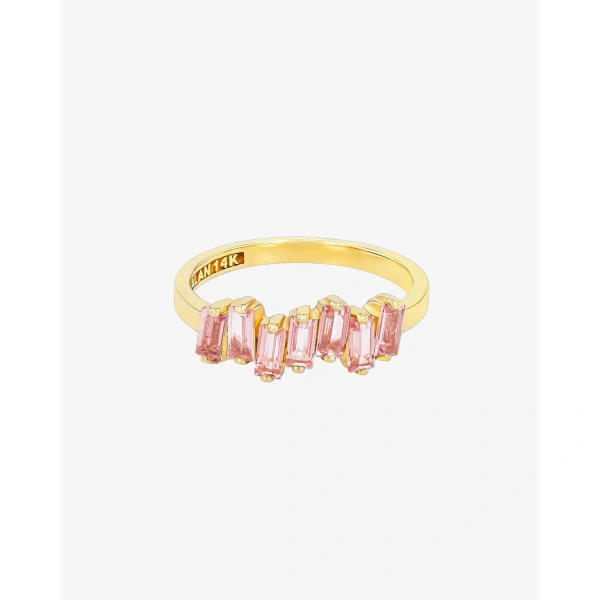 Suzanne Kalan Amalfi Morganite Topaz Half Band in 14K Yellow Gold | Fine Rings | Coveti