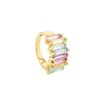 Suzanne Kalan Amalfi Pastel Stacker Half Band in 14K Yellow Gold | Fine Rings | Coveti