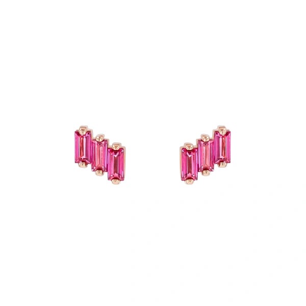 Suzanne Kalan Amalfi Pink Topaz Studs in 14K Rose Gold | Fine Earrings | Coveti