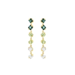 Suzanne Kalan Amalfi Princess Cut Green Ombre Midi Drop Earrings in 14K Yellow Gold | Fine Earrings | Coveti
