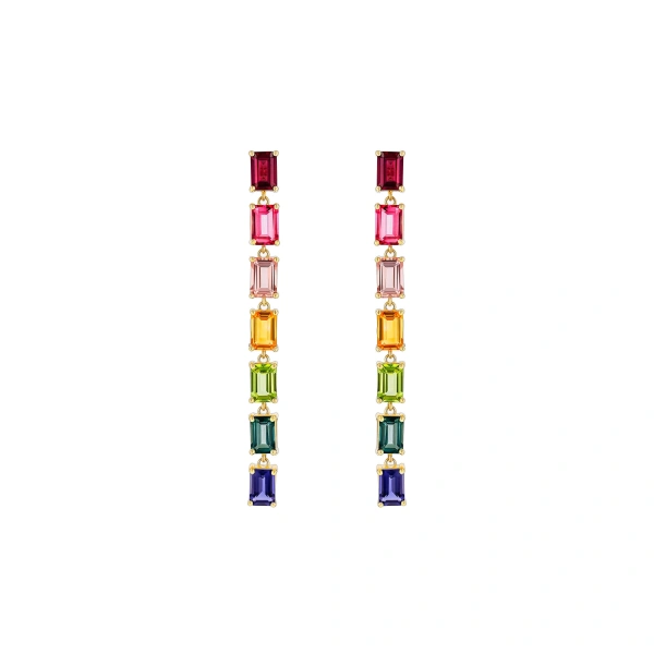 Suzanne Kalan Amalfi Rainbow Drop Earrings in 14K Yellow Gold | Fine Earrings | Coveti