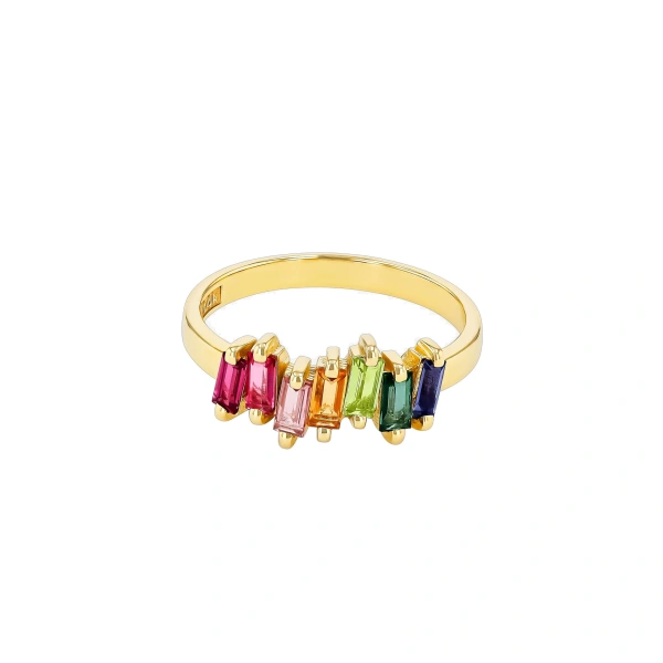 Suzanne Kalan Amalfi Rainbow Half Band in 14K Yellow Gold | Fine Rings | Coveti
