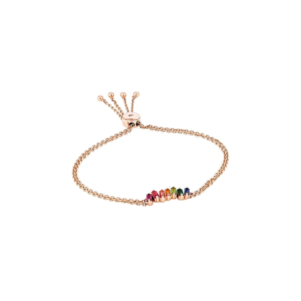 Suzanne Kalan Amalfi Rainbow Pulley Bracelet in 14K Rose Gold | Fine Bracelets | Coveti