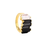 Suzanne Kalan Amalfi Reborn Black Ombre Stacker Half Band in 14K Yellow Gold | Fine Rings | Coveti
