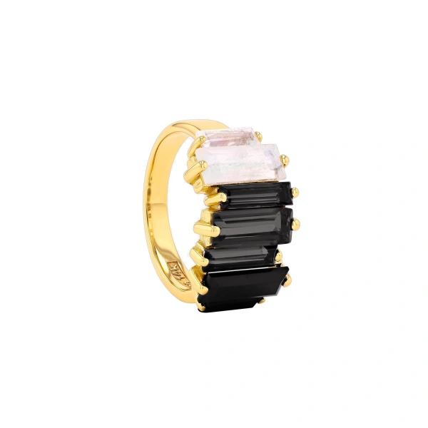 Amalfi Reborn Black Ombre Stacker Half Band in 14K Yellow Gold