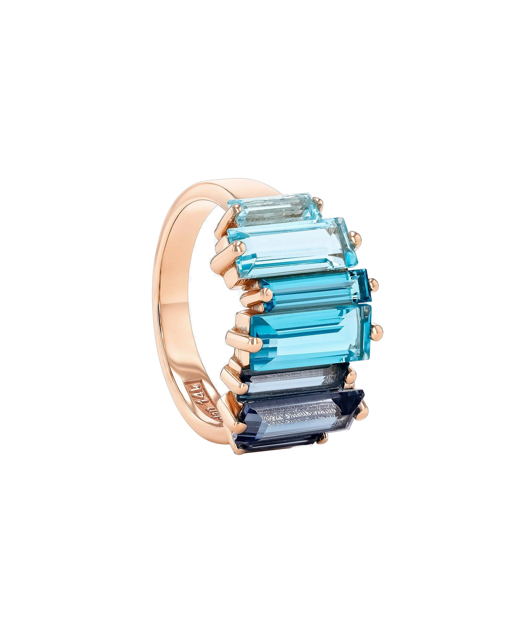 Suzanne Kalan Amalfi Reborn Blue Ombre Stacker Half Band in 14K Rose Gold Suzanne Kalan Amalfi Reborn Blue Ombre Stacker Half Band in 14K Rose Gold | Fine Rings | Coveti
