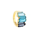 Suzanne Kalan Amalfi Reborn Blue Ombre Stacker Half Band in 14K Yellow Gold | Fine Rings | Coveti