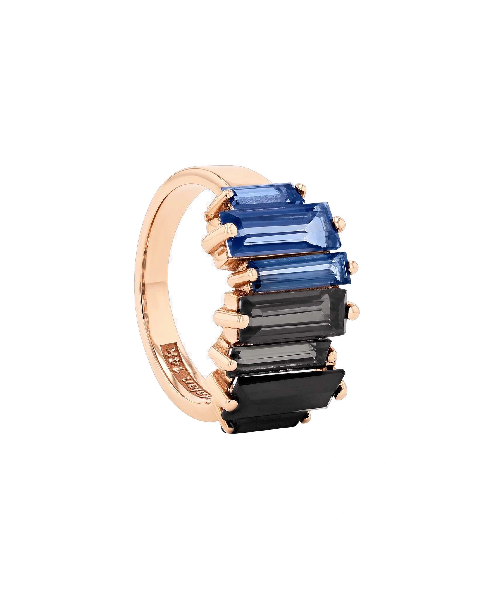 Suzanne Kalan Amalfi Reborn Dark Blue Ombre Stacker Half Band in 14K Rose Gold Suzanne Kalan Amalfi Reborn Dark Blue Ombre Stacker Half Band in 14K Rose Gold | Fine Rings | Coveti