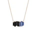 Suzanne Kalan Amalfi Reborn Dark Blue Ombre Stacker Pendant in 14K Rose Gold | Fine Necklaces | Coveti