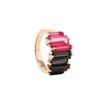 Suzanne Kalan Amalfi Reborn Dark Red Ombre Stacker Half Band in 14K Rose Gold | Fine Rings | Coveti