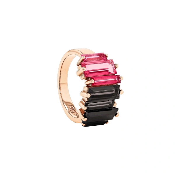 Amalfi Reborn Dark Red Ombre Stacker Half Band in 14K Rose Gold