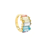 Suzanne Kalan Amalfi Reborn Pastel Stacker Half Band in 14K Yellow Gold | Fine Rings | Coveti