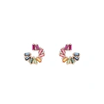 Suzanne Kalan Amalfi Reborn Rainbow Sideways Mini Hoops in 14K Rose Gold | Fine Earrings | Coveti