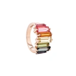 Suzanne Kalan Amalfi Reborn Rainbow Stacker Half Band in 14K Rose Gold | Fine Rings | Coveti