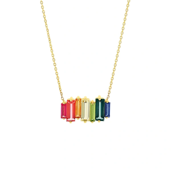 Suzanne Kalan Amalfi Reborn Rainbow Stacker Pendant in 14K Yellow Gold | Fine Necklaces | Coveti