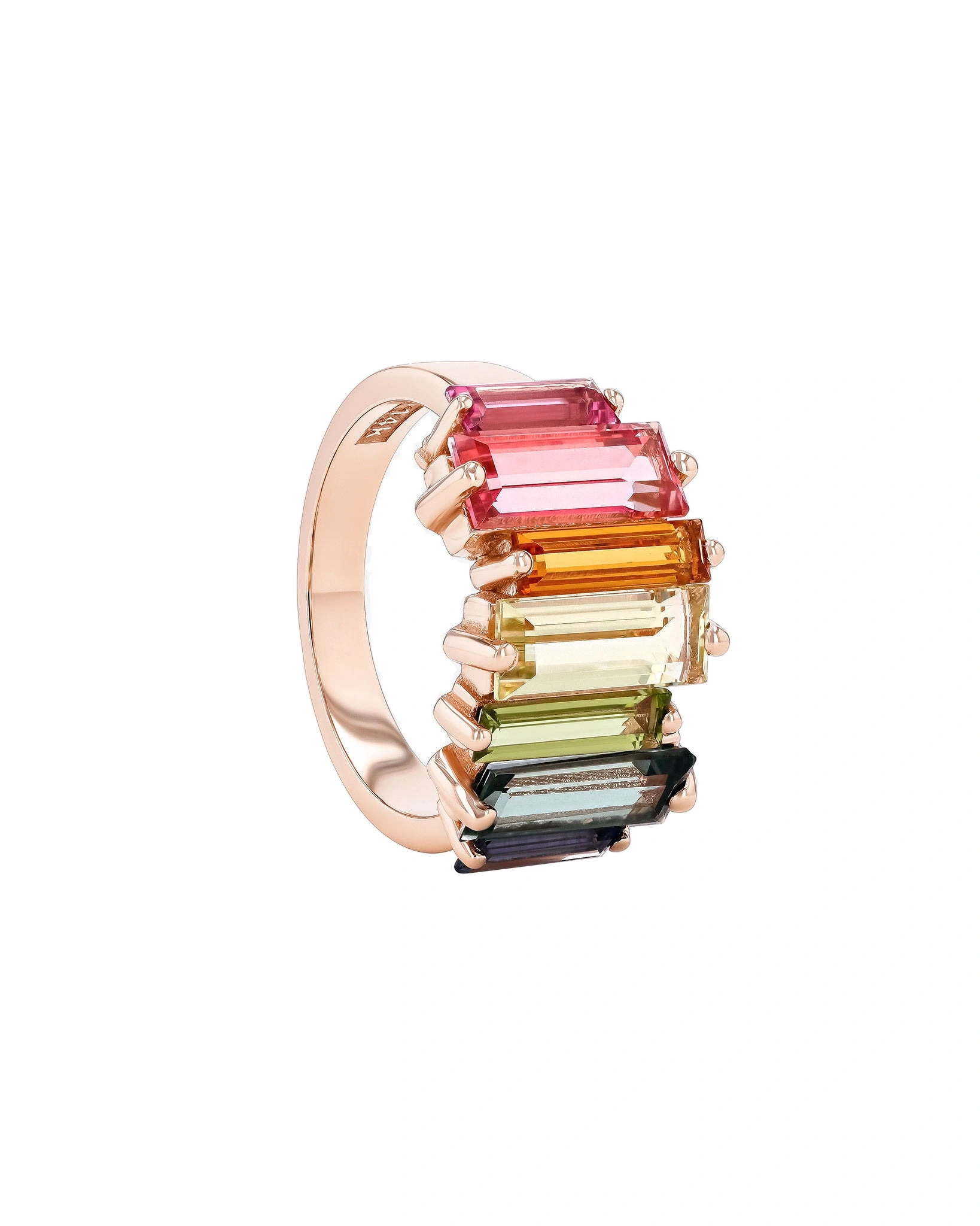Suzanne Kalan Amalfi Reborn Stacker Half Band in 14K Rose Gold, Rainbow Suzanne Kalan Amalfi Reborn Stacker Half Band in 14K Rose Gold, Rainbow | Fine Rings | Coveti