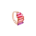 Suzanne Kalan Amalfi Reborn Stacker Half Band in 14K Rose Gold, Red Ombre | Fine Rings | Coveti