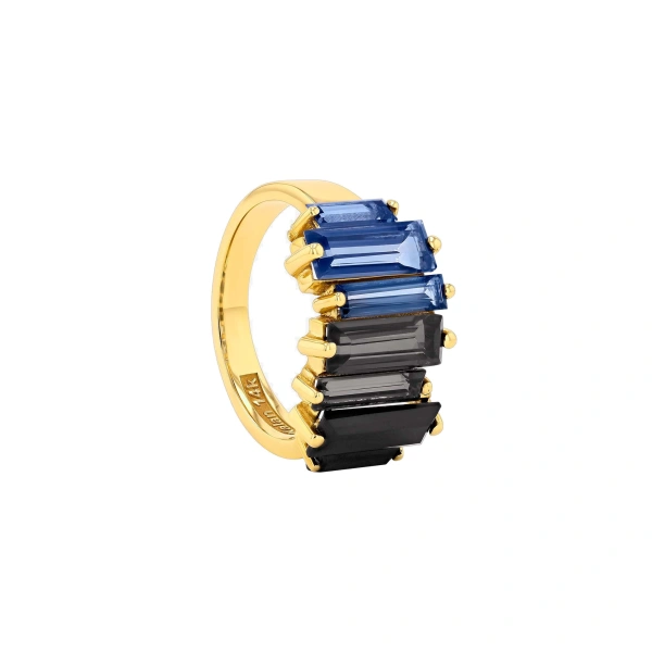 Amalfi Reborn Stacker Half Band in 14K Yellow Gold, Dark Blue Ombre