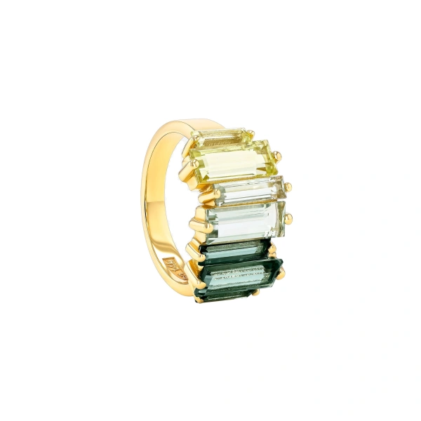 Suzanne Kalan Amalfi Reborn Stacker Half Band in 14K Yellow Gold, Green Ombre | Fine Rings | Coveti