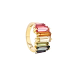 Suzanne Kalan Amalfi Reborn Stacker Half Band in 14K Yellow Gold, Rainbow | Fine Rings | Coveti