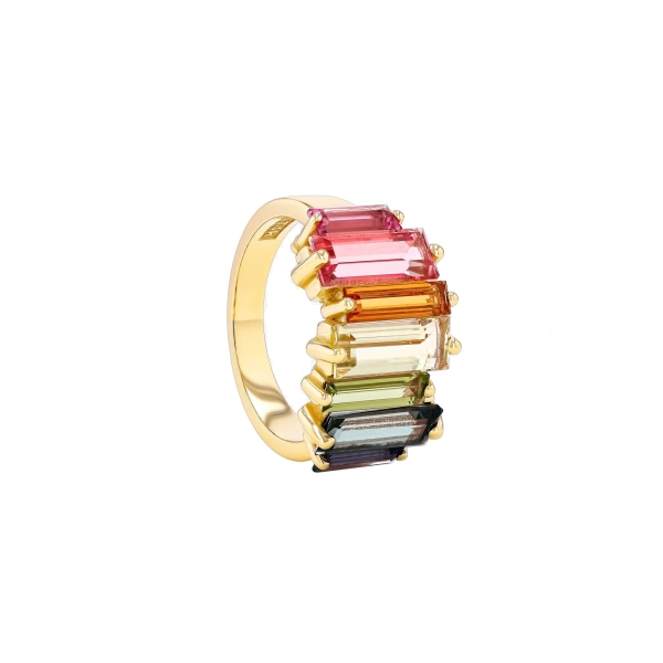 Amalfi Reborn Stacker Half Band in 14K Yellow Gold, Rainbow