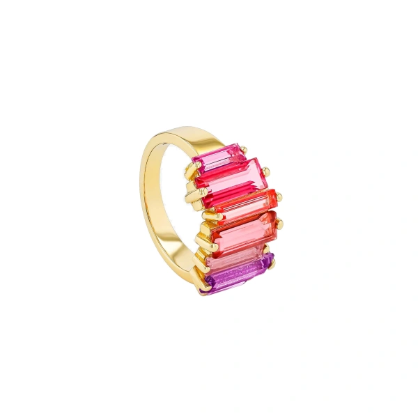 Suzanne Kalan Amalfi Reborn Stacker Half Band in 14K Yellow Gold, Red Ombre | Fine Rings | Coveti