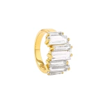 Suzanne Kalan Amalfi Reborn Stacker Half Band in 14K Yellow Gold, White Topaz | Fine Rings | Coveti