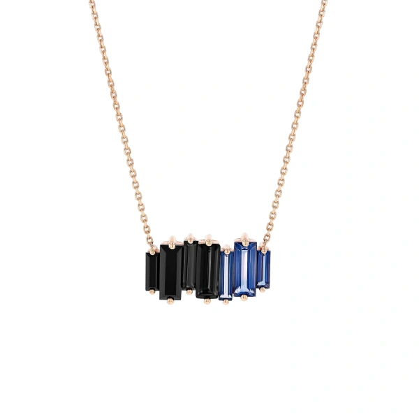 Amalfi Reborn Stacker Pendant in 14K Rose Gold, Dark Blue Ombre