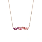 Suzanne Kalan Amalfi Red Ombre Bar Pendant in 14K Rose Gold | Fine Necklaces | Coveti