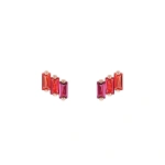 Suzanne Kalan Amalfi Red Ombre Studs in 14K Rose Gold | Fine Earrings | Coveti