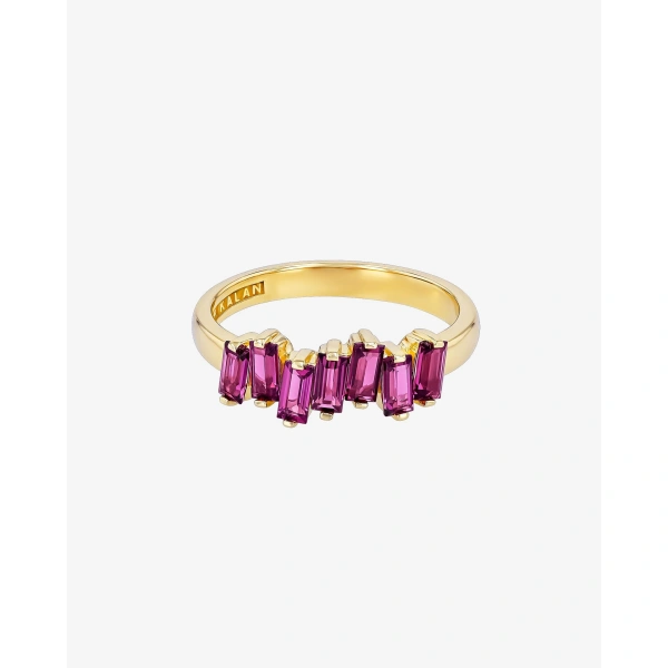 Suzanne Kalan Amalfi Rhodolite Half Band in 14K Yellow Gold | Fine Rings | Coveti