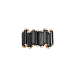 Suzanne Kalan Amalfi Stacker Half Band in 14K Rose Gold, Black Night Quartz | Fine Rings | Coveti