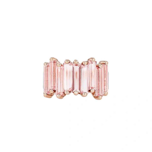 Suzanne Kalan Amalfi Stacker Half Band in 14K Rose Gold, Morganite Topaz | Fine Rings | Coveti