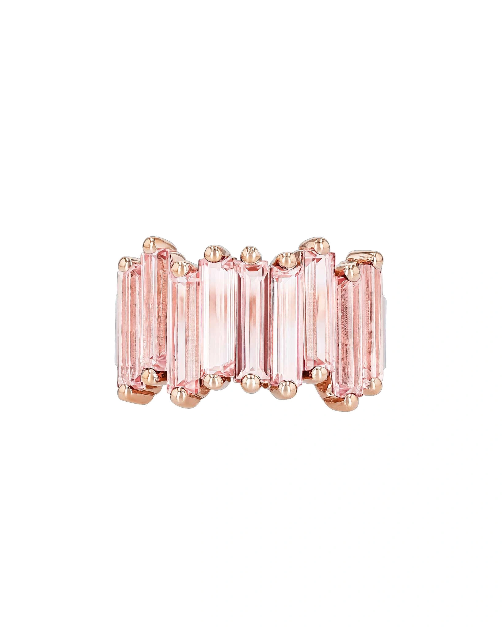 Suzanne Kalan Amalfi Stacker Half Band in 14K Rose Gold, Morganite Topaz Suzanne Kalan Amalfi Stacker Half Band in 14K Rose Gold, Morganite Topaz | Fine Rings | Coveti
