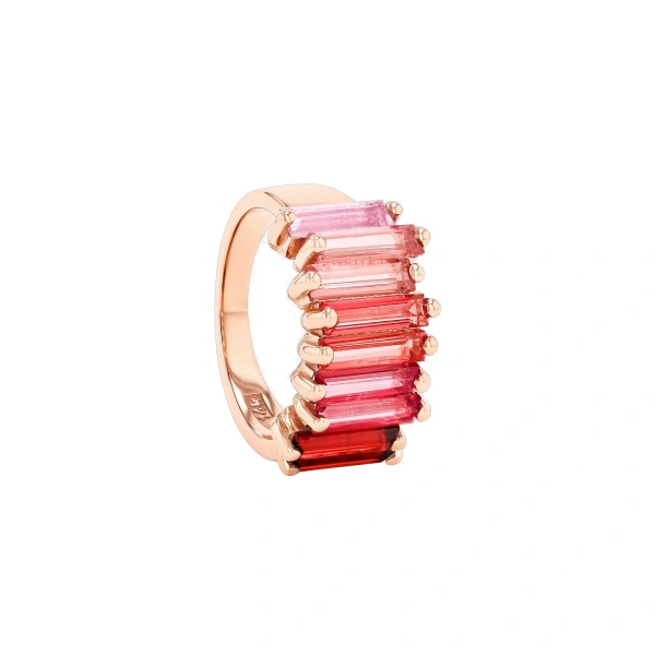 Suzanne Kalan Amalfi Stacker Half Band in 14K Rose Gold, Red Ombre | Fine Rings | Coveti