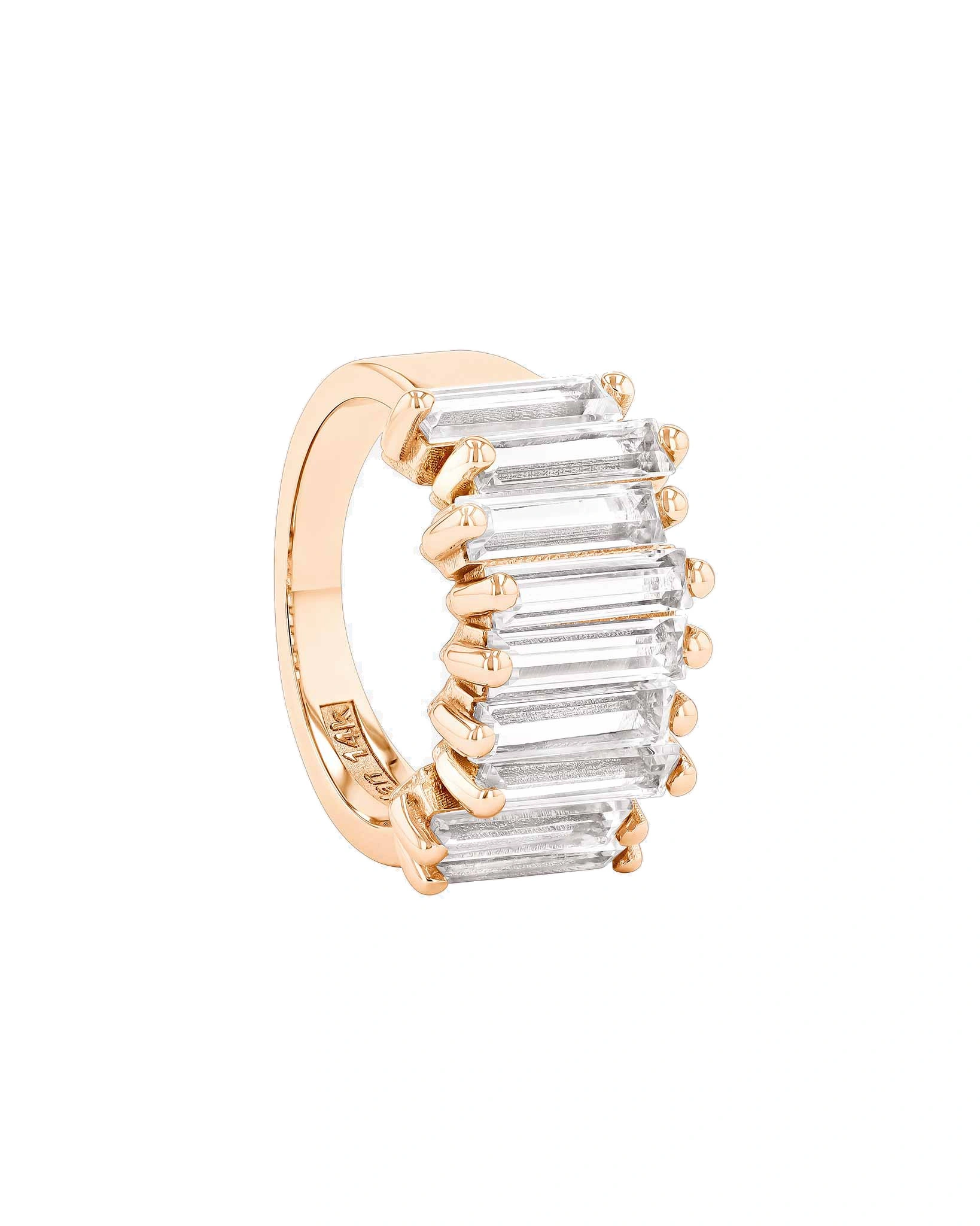 Suzanne Kalan Amalfi Stacker Half Band in 14K Rose Gold, White Topaz Suzanne Kalan Amalfi Stacker Half Band in 14K Rose Gold, White Topaz | Fine Rings | Coveti