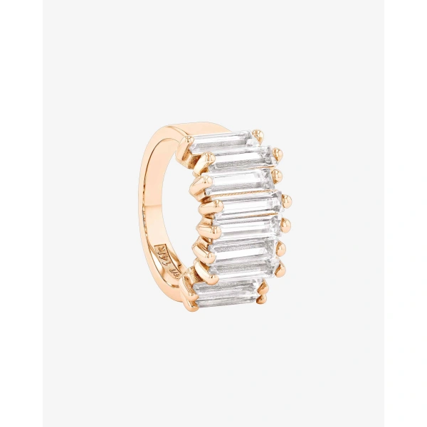 Suzanne Kalan Amalfi Stacker Half Band in 14K White Gold, White Topaz | Fine Rings | Coveti