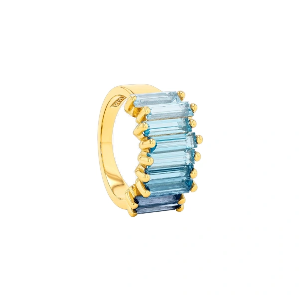 Amalfi Stacker Half Band in 14K Yellow Gold, Blue Ombre