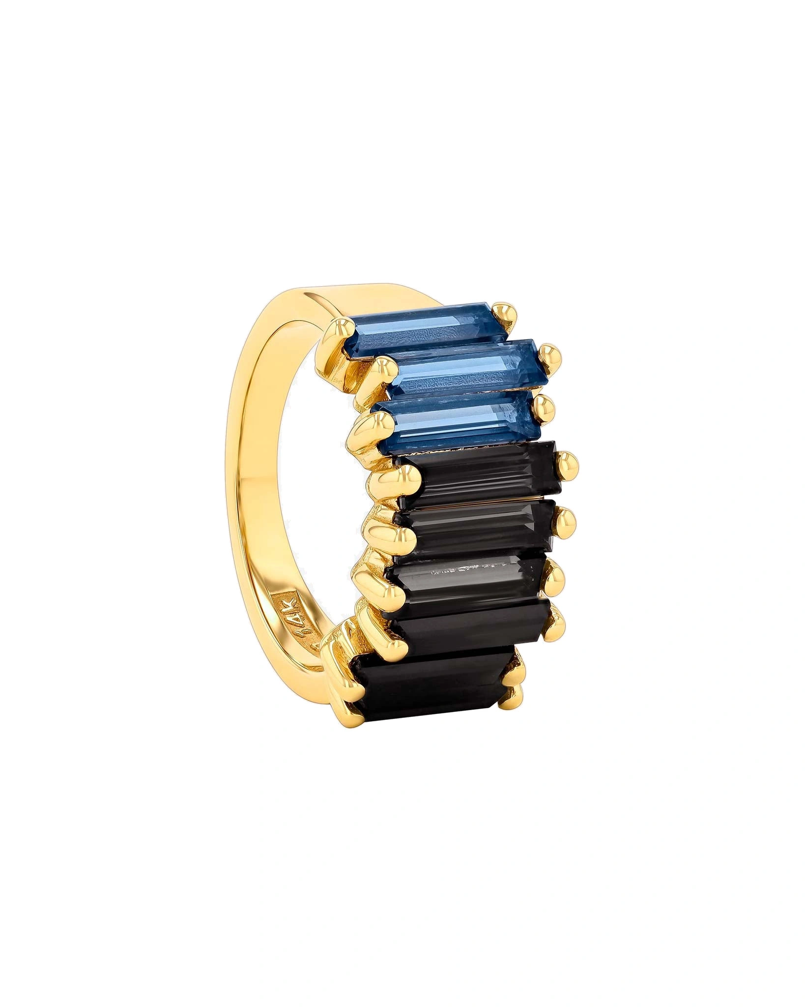 Suzanne Kalan Amalfi Stacker Half Band in 14K Yellow Gold, Dark Blue Ombre Suzanne Kalan Amalfi Stacker Half Band in 14K Yellow Gold, Dark Blue Ombre | Fine Rings | Coveti