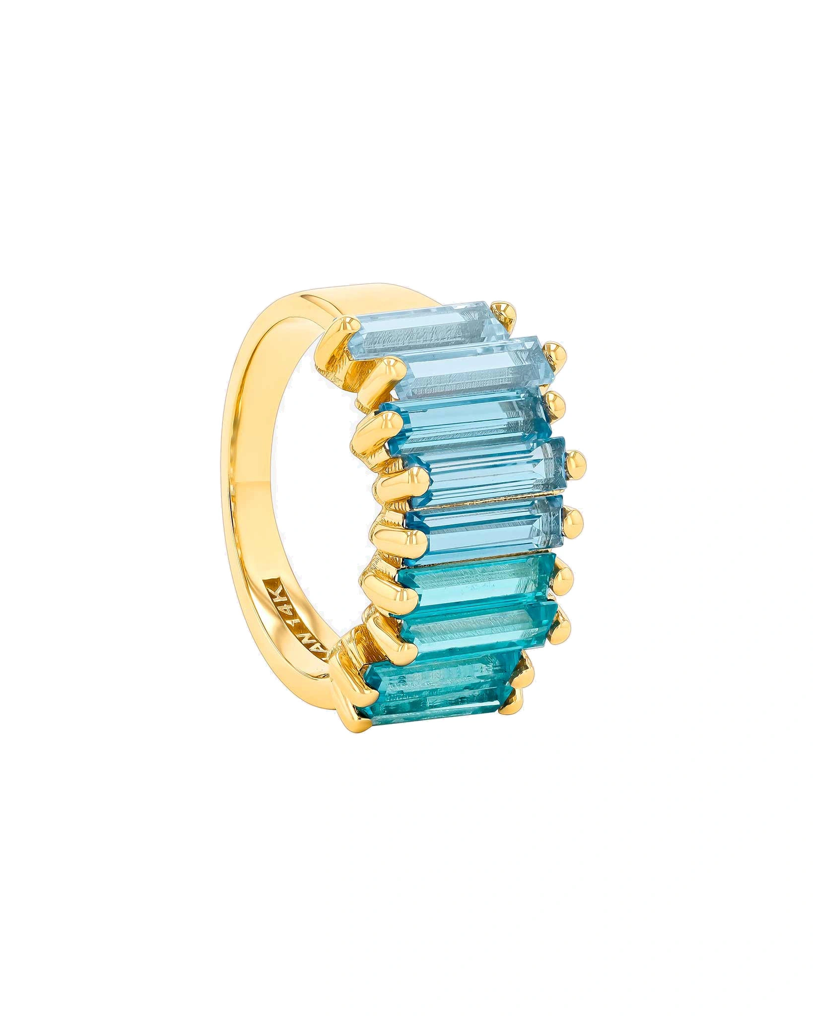 Suzanne Kalan Amalfi Stacker Half Band in 14K Yellow Gold, Light Blue Ombre Suzanne Kalan Amalfi Stacker Half Band in 14K Yellow Gold, Light Blue Ombre | Fine Rings | Coveti